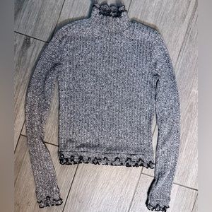 Forever 21 gray long sleeve fringe cut shirt top sweater